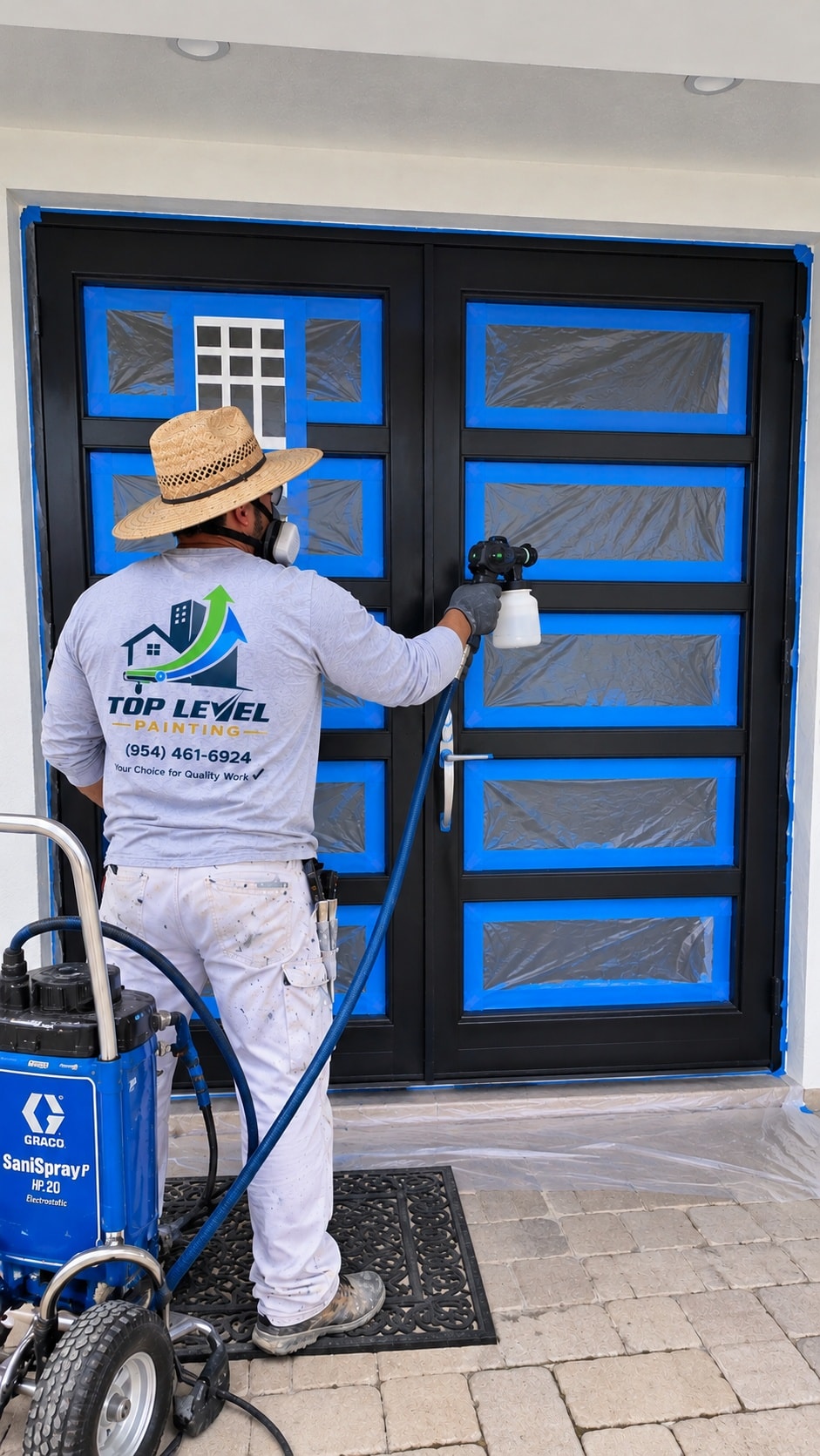 Professional painter in work gear, ready for a job